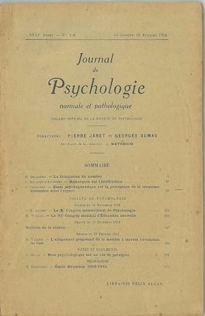 Journal de psychologie normale ed pathologique. Organe officiel de la société de psychologie. XXX...