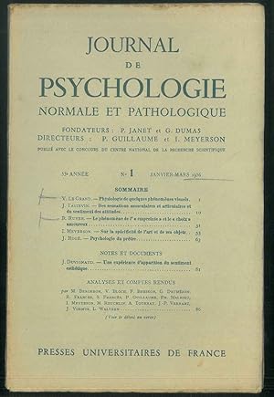 Journal de psychologie normale ed pathologique. 53° année, 1956, annata completa Fondatori: Pierr...