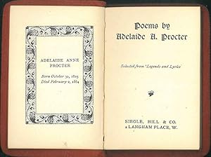 Bild des Verkufers fr Poems by Adelaide A. Procter. Selected from "Legends and lyrics" zum Verkauf von Studio Bibliografico Orfeo (ALAI - ILAB)