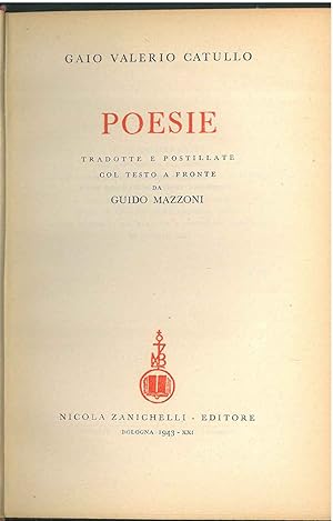 Poesie tradotte e postillate col testo a fronte da Guido Mazzoni