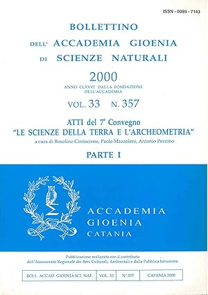 Atti del 7° convegno "Le scienze della terra e l'archeometria". Parte I A cura dell'Accademia Gio...