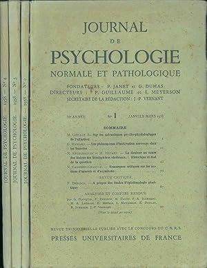 Journal de psychologie normale ed pathologique. 55° année, 1958, annata completa Fondatori: Pierr...