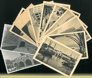 9 cartoline di Rodi in bianco e nero più una panoramica del porto, Forgenina, (56x9 cm), del 1930...