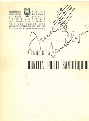 Firma autografa con chiave musicale di Santoliquido alla copertina del programma di sala del conc...