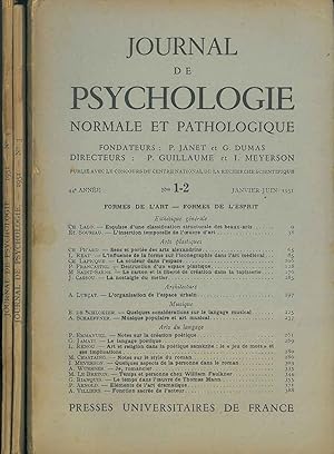 Journal de psychologie normale ed pathologique. 44° année, 1951, annata completa Fondatori: Pierr...