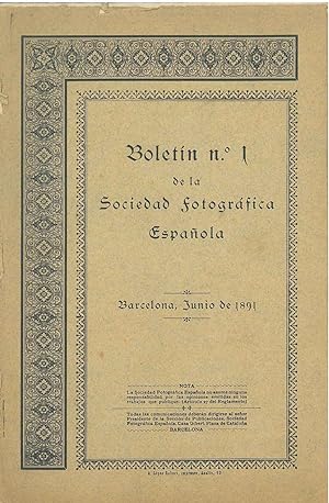 Sociedad Fotografica Espagnola. Boletin; Numero 1, Bacelona 1891