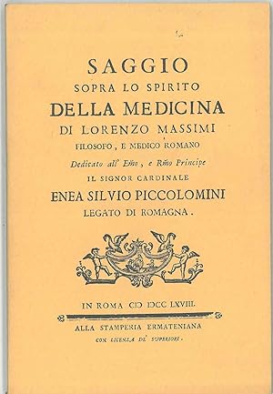 Saggio sopra lo spirito della medicina. Roma Ermateniana, 1768, ma :