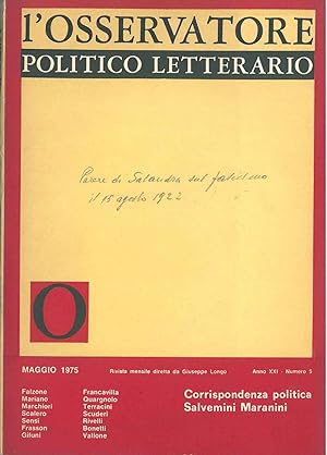 L' osservatore politico letterario. Rivista mensile diretta da Giuseppe Longo. 1975/5. In evidenz...