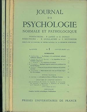 Journal de psychologie normale ed pathologique. 54° année, 1957, annata completa Fondatori: Pierr...