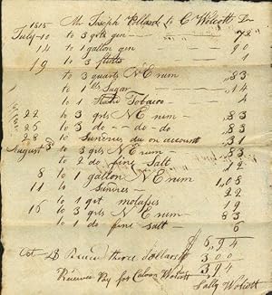 Mr. Joseph Pollard to C. Wolcott Jr. (Receipt for 16 sundries: gin, flints, rum, sugar, tobacco, ...
