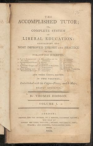 Seller image for The Accomplished Tutor; or, Complete System of Liberal Education for sale by Between the Covers-Rare Books, Inc. ABAA