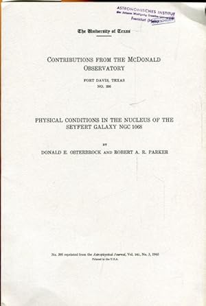 Bild des Verkufers fr Physical Conditions inthe Nucleus of the Seyfert Galaxy NGC 1068. zum Verkauf von Antiquariat am Flughafen