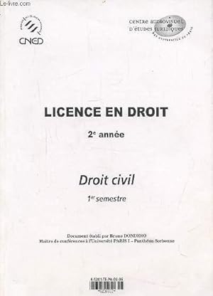 Bild des Verkufers fr CNED : LICENCE EN DROIT - 2 ANNEE : DROIT CIVIL - 1 SEMESTRE - DEUG 2 ANNEE / LES OBLIGATIONS : LES SOURCES + LE CONTRAT - REFERENCE : 6-S201-TE-PA-00-06. zum Verkauf von Le-Livre