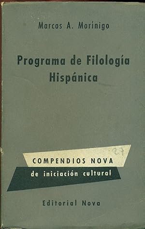 Imagen del vendedor de PROGRAMA DE FILOLOGA HISPNICA a la venta por Valentin Peremiansky