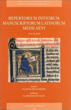 Immagine del venditore per Repertorium initiorum manuscriptorum latinorum medii aevi, Vol. II: D-O venduto da BOOKSELLER  -  ERIK TONEN  BOOKS