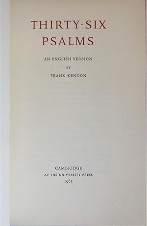 Image du vendeur pour Thirty-Six Psalms -- An English Version mis en vente par Moneyblows Books & Music