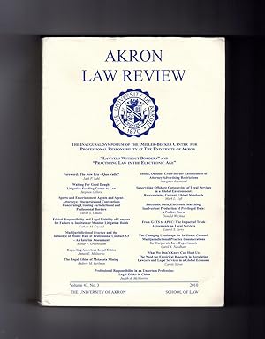 Akron Law Review / Volume 43, Number 3. 2010. Lawyers Without Borders; Practicing Law in the Elec...
