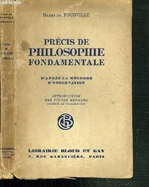 Image du vendeur pour PRECIS DE PHILOSOPHIE FONDAMENTALE D'APRES LA METHODE D'OBSERVATION mis en vente par Le-Livre