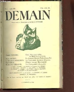 Imagen del vendedor de DEMAIN - N4 - JUILLET 1924 / CENT MILLIONS D'OR - LE JOUR DU GRAND PRIX - LE TESTAMENT ANEMAS - GELIER TUTOIE - LA PAPILLONNE - a la venta por Le-Livre