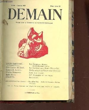 Imagen del vendedor de DEMAIN - N10 - JANV 1925 / LE GENERAL HUGO - LE GATEAU DES ROIS - BOETCHEGUY LE SOLITAIRE - KIKI, RAT BLANC - Mme COLLERY ET SA FILLE - AMATEURS. a la venta por Le-Livre