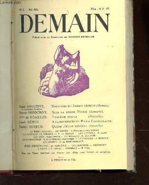 Imagen del vendedor de DEMAIN - N2 - MAI 1924 / SOUVENIRS DU JARDIN D'ETRUIT - SOUS LA BONNE ETOILE - TRAGEDIE SIMPLE - A LA RECHERCHE DE MARIA CHAPDELAINE - QUAND J'ETAIS GENERAL - ETC. a la venta por Le-Livre