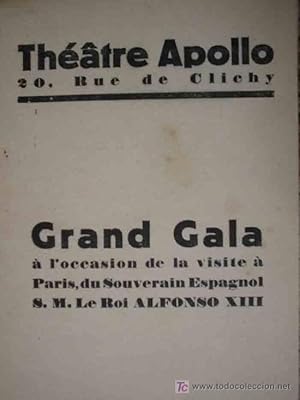 PROGRAMA DE ACTOS THÉÂTRE APOLLO - Grand Gala - ALFONSO XIII