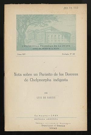 Seller image for Nota Sobre Un Parasito De Los Desoves De Chelymorpha Indigesta for sale by Between the Covers-Rare Books, Inc. ABAA