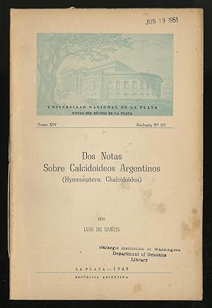 Seller image for Dos Notas Sobre Calcidoideos Argentios (Hymenoptera: Chalcidoidea) for sale by Between the Covers-Rare Books, Inc. ABAA