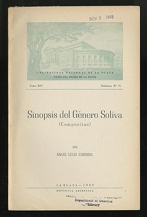 Imagen del vendedor de Sinopsis Del Genero Soliva (Compositae) a la venta por Between the Covers-Rare Books, Inc. ABAA