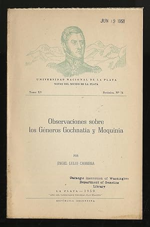 Imagen del vendedor de Observaciones Sobre Los Generos Gochnatia Y Moquinia a la venta por Between the Covers-Rare Books, Inc. ABAA