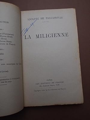 Seller image for LA MILICIENNE. Roman de l'Espagne 1937. for sale by Carmichael Alonso Libros