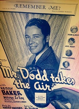 Seller image for Remember Me? From "Mr. Dodd Takes the Air" (Sheet Music). for sale by Epilonian Books