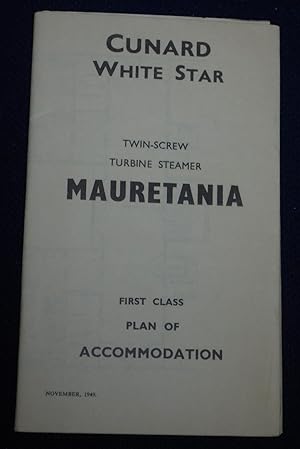 Cunard White Star Twin-Screw Turbine Steamer Mauretania First Class Plan of Accommodation