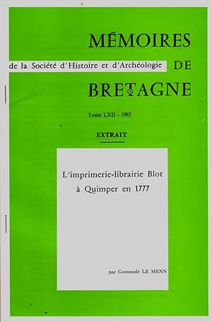 L'imprimerie-librairie Blot à Quimper en 1777