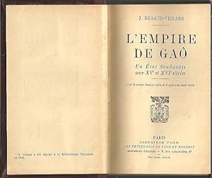 Imagen del vendedor de L'EMPIRE DE GAO. UN ETAT SOUDANAIS AUX XV ET XVI SIECLES. a la venta por Librera Javier Fernndez
