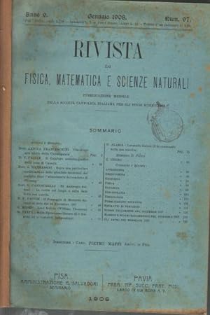 Seller image for Rivista di fisica, matematica e scienze naturali Fascicoli gennaio-maggio 1908, anno 9, nn. 97-101 for sale by Di Mano in Mano Soc. Coop