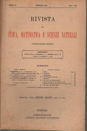 Seller image for Rivista di fisica, matematica e scienze naturali Fascicoli gennaio-giugno 1912, anno 13, nn. 145-150 for sale by Di Mano in Mano Soc. Coop