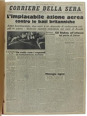 CORRIERE DELLA SERA. Dal 1° agosto al 31 ottobre 1940.: