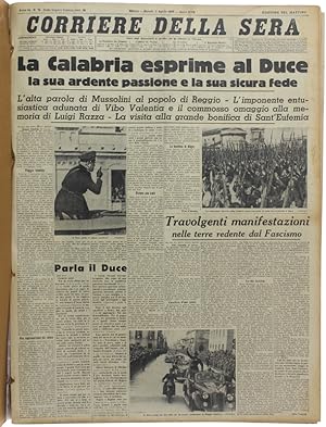 CORRIERE DELLA SERA. Dal 1 aprile al 31 agosto 1939.: