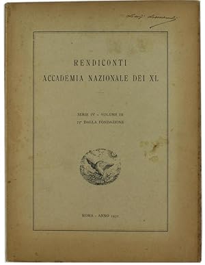 RENDICONTI ACCADEMIA NAZIONALE DEI XL. Serie IV - Volume III. - 75° dalla fondazione.: