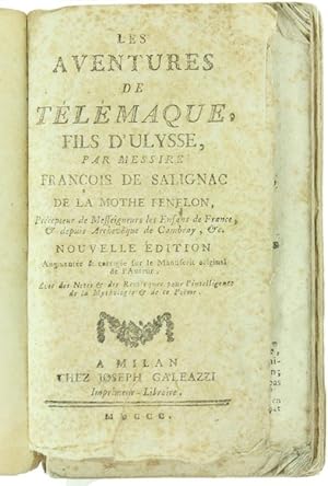 AVENTURES DE TELEMAQUE FILS D'ULYSSE. Nouvelle édition augmentée & corrigée sur le Manuscrit orig...