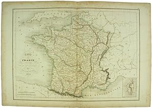 CARTE DE FRANCE DIVISEE EN SES 32 PROVINCES - 1838 couleurs: