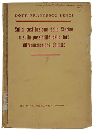 Bild des Verkufers fr SULLA COSTITUZIONE DELLE STERINE E POSSIBILITA' DELLA LORO DIFFERENZIAZIONE CHIMICA.: zum Verkauf von Bergoglio Libri d'Epoca