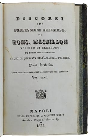 DISCORSI PER PROFESSIONI RELIGIOSE.: