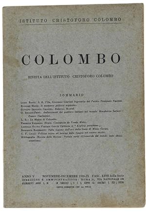 COLOMBO - Rivista dell'Istituto Cristoforo Colombo. Anno V - Novembre-Dicembre 1930.: