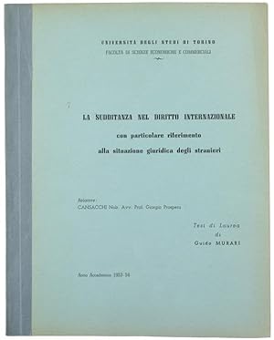 LA SUDDITANZA NEL DIRITTO INTERNAZIONALE con particolare riferimento alla situazione giuridica de...
