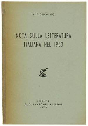 Bild des Verkufers fr NOTA SULLA LETTERATURA ITALIANA NEL 1950.: zum Verkauf von Bergoglio Libri d'Epoca