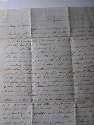 1854 HANDWRITTEN MANUSCRIPT FOLDED LETTER DETAILING THE SHIPWRECK OF THE 'HUMBOLDT' NEAR HALIFAX ...