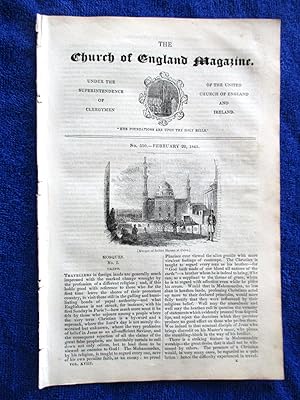 Bild des Verkufers fr The Church of England Magazine No 510, 22 February 1845. Cairo Mosques. zum Verkauf von Tony Hutchinson