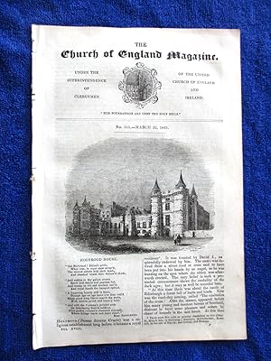 Bild des Verkufers fr The Church of England Magazine No 515, 22 March 1845. Holyrood House. zum Verkauf von Tony Hutchinson